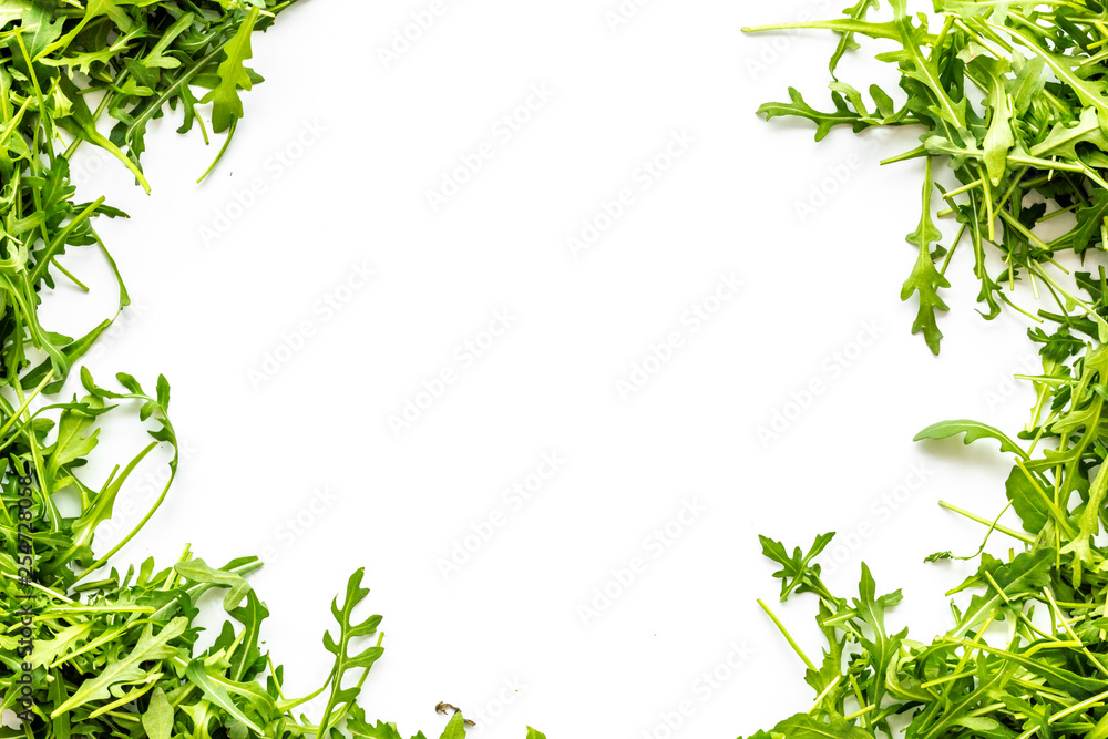green salads for diet food on white background top view mockup green salads for diet food on white background top view mockup