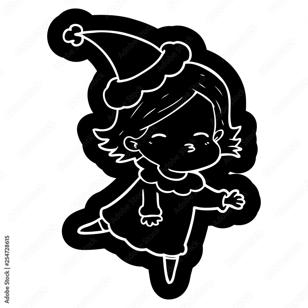 cartoon icon of a woman wearing santa hat cartoon icon of a woman wearing santa hat