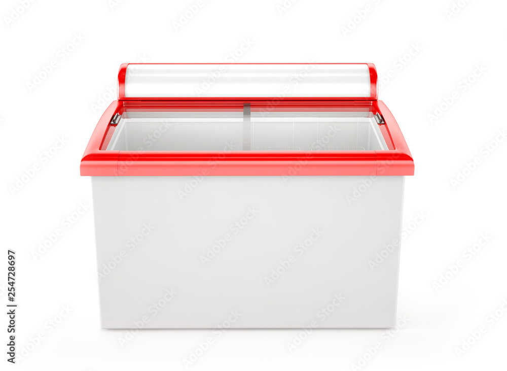 ice cream freezer isolated on white background. 3d rendering. ice cream freezer isolated on white background. 3d rendering.