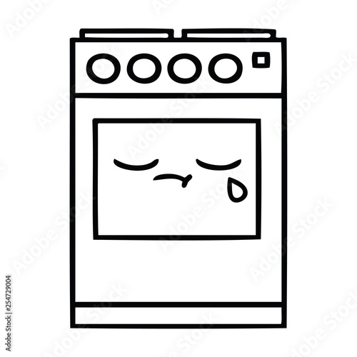 line drawing cartoon kitchen oven
