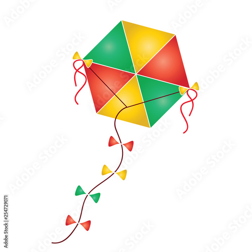 colorful kite vector illustration - traditional greek Clean Monday kite isolated on white background