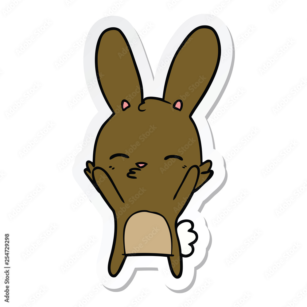 Obraz premium sticker of a curious bunny cartoon