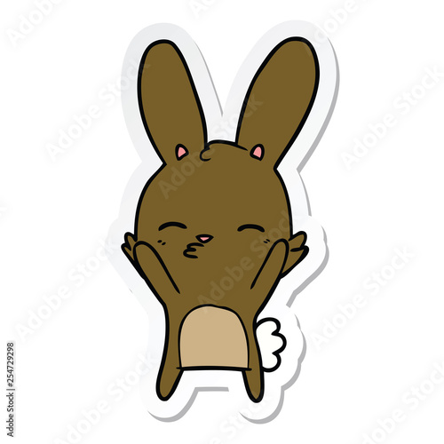 sticker of a curious bunny cartoon