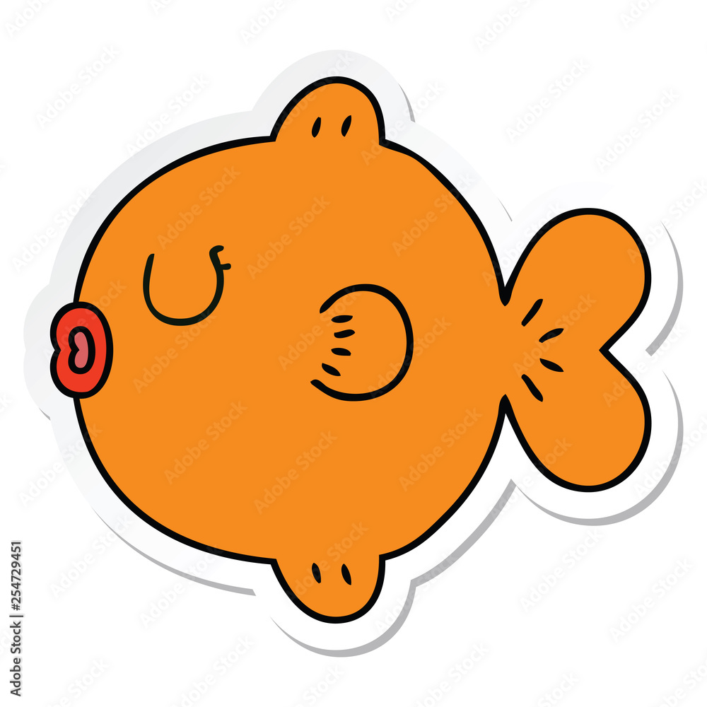 sticker of a quirky hand drawn cartoon fish sticker of a quirky hand drawn cartoon fish
