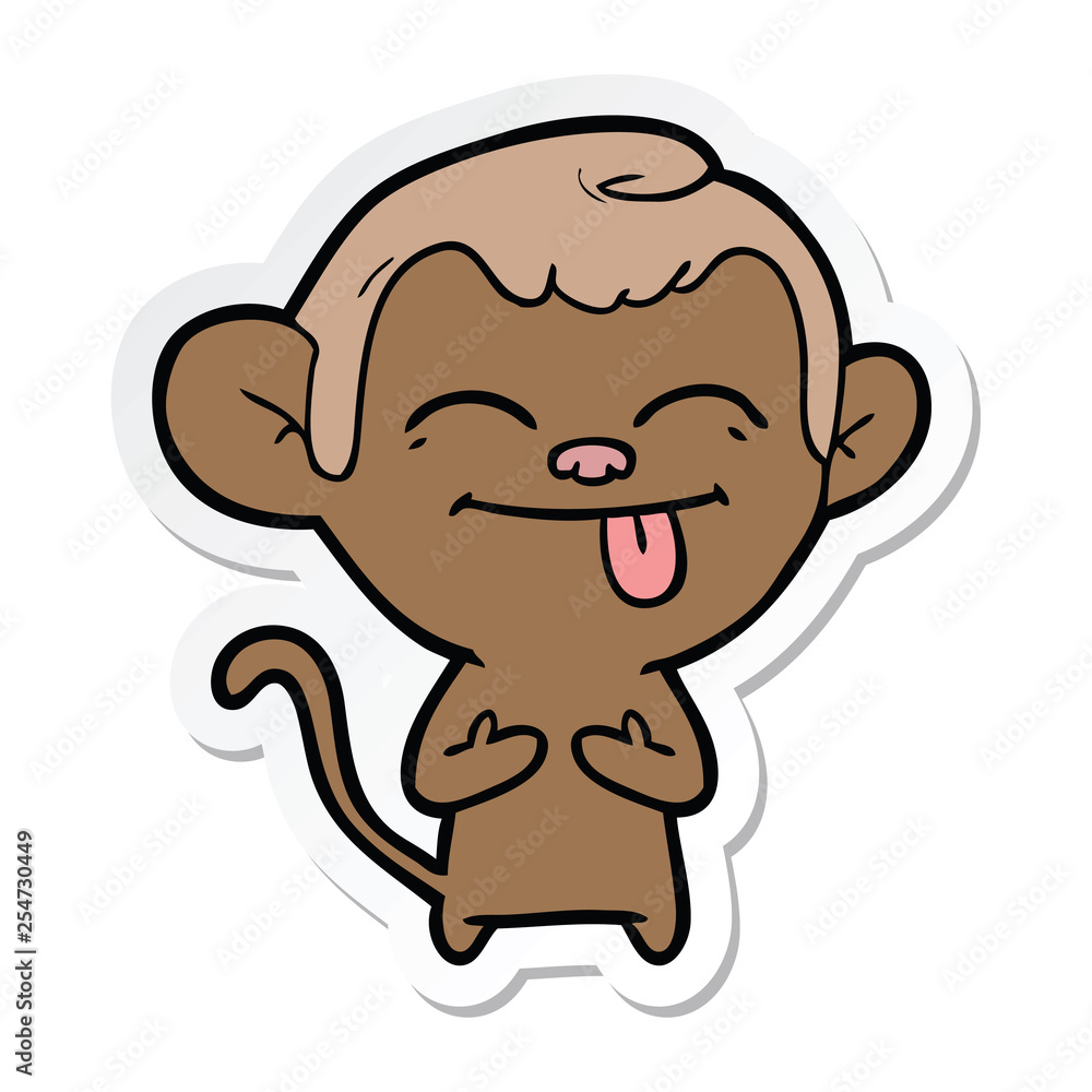 sticker of a funny cartoon monkey sticker of a funny cartoon monkey