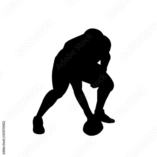 silhouette american football player start position