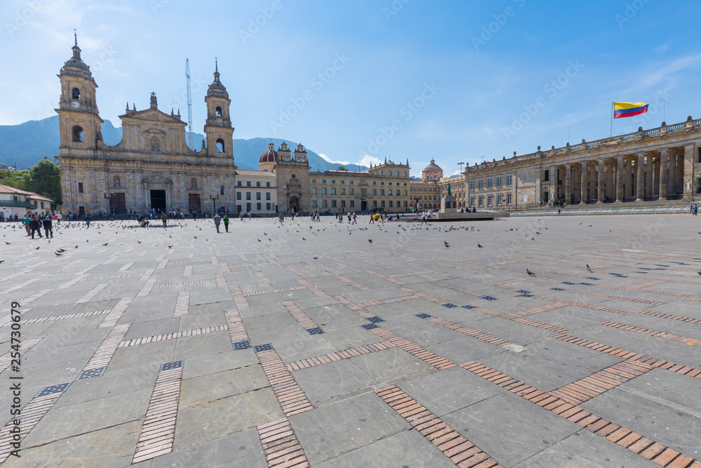 Bolivar square and cathedral of Colombia Bogota