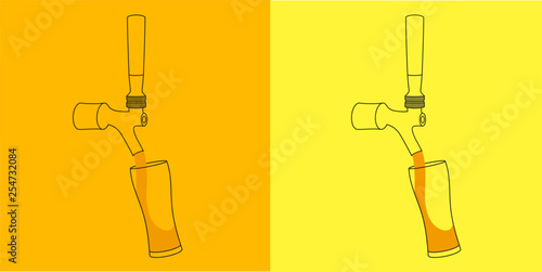 Beer tap and beer glass icon. Vector illustration.