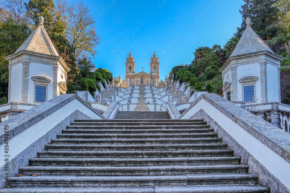 Stairs Leading to the Sanctuary of Bom Jesus Do Monte in Tenoes, Braga, Portugal