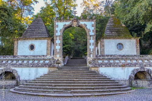 Obraz na płótnie Entrance and Gate on the road to Bom Jesus do Monte, Braga, Portugal w salonie
