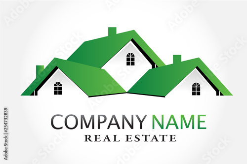 Green houses real estate logo vector