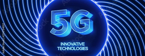 Innovative 5th Generation network technology vector illustration.