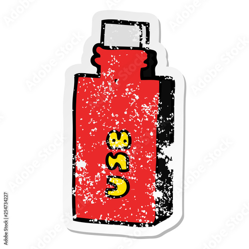 distressed sticker of a cartoon flash drive