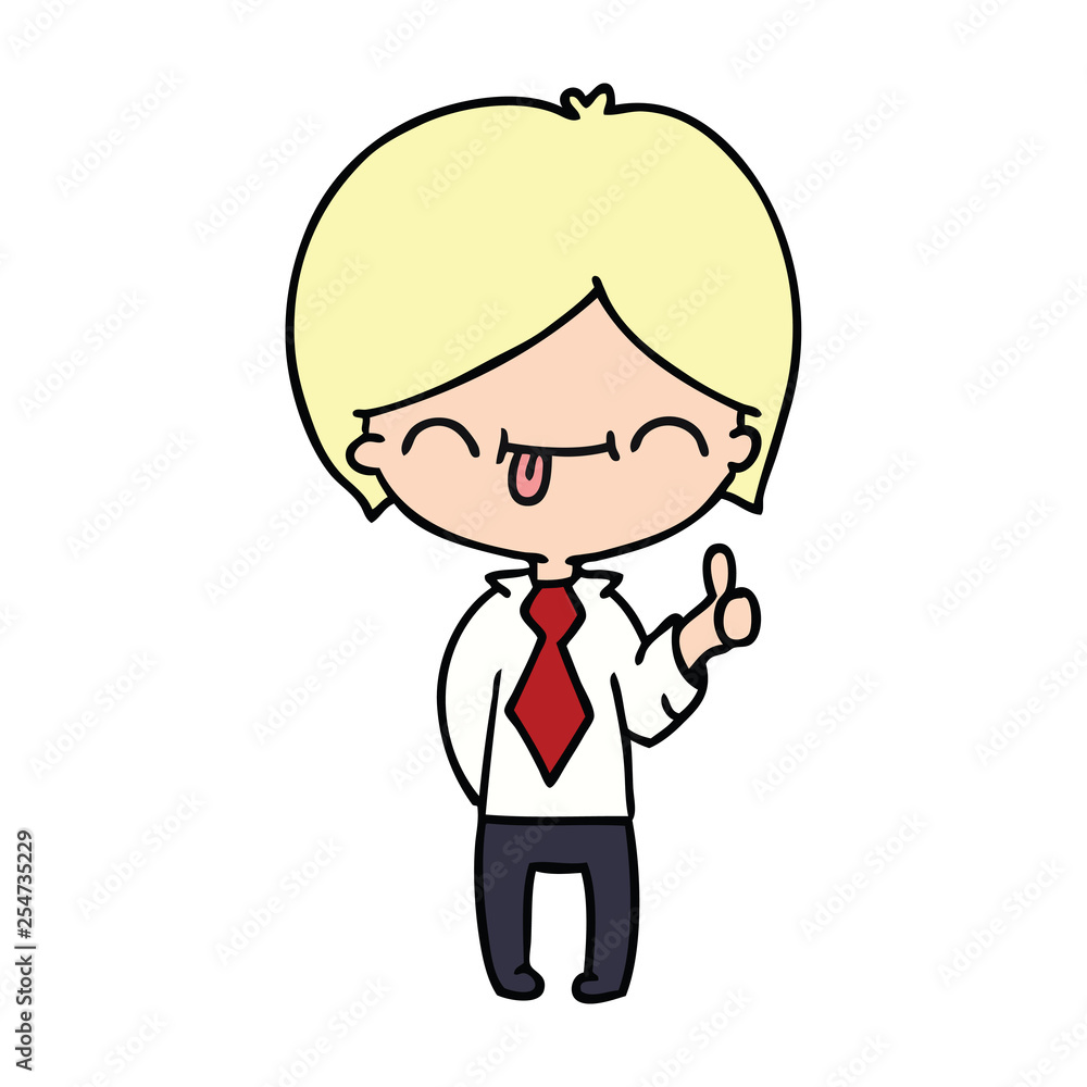 cartoon of boy with thumb up