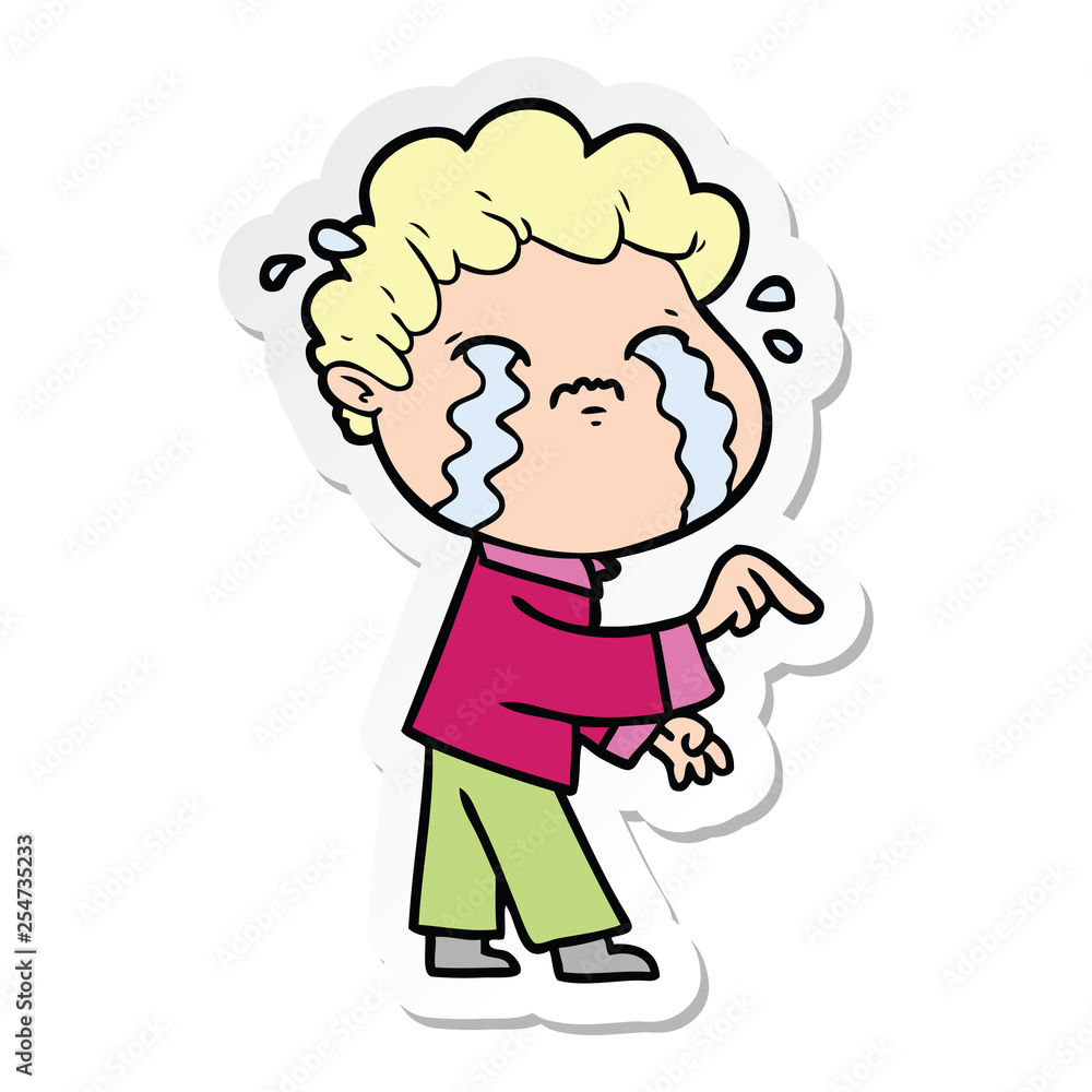 sticker of a cartoon man crying sticker of a cartoon man crying