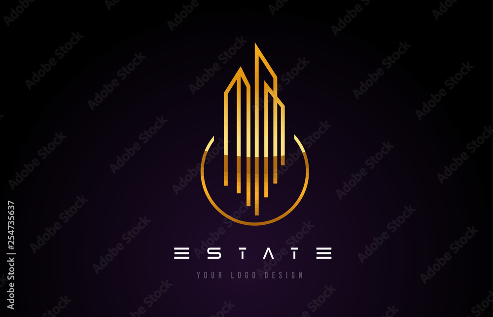 Gold Real Estate Modern Monogram Logo Design. Real Estate Lines Abstract Buildings Icon. Gold Real Estate Modern Monogram Logo Design. Real Estate Lines Abstract Buildings Icon.