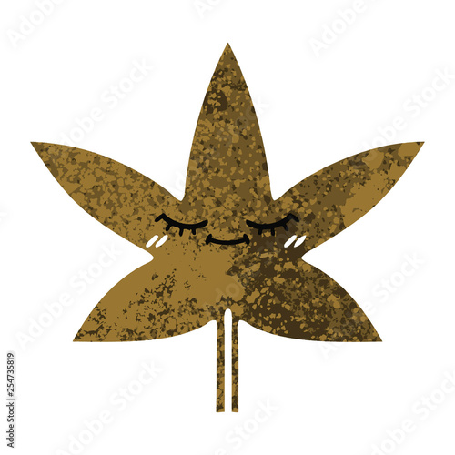 retro illustration style cartoon autumnal leaf