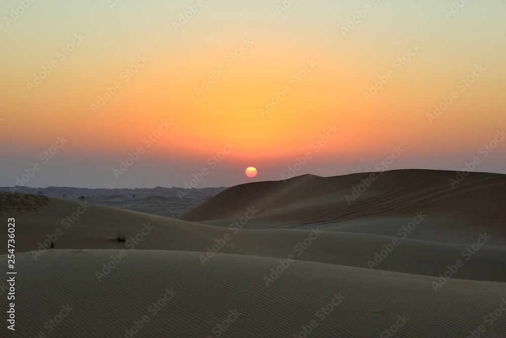 Beautiful Sunset in Desert