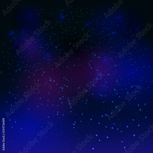Night sky with lots of bright stars. Vector illustration