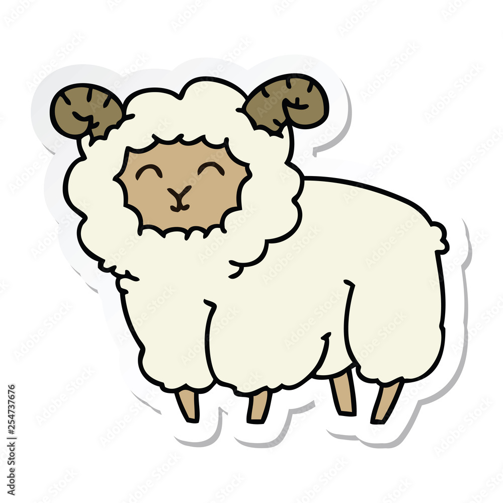 sticker of a quirky hand drawn cartoon ram sticker of a quirky hand drawn cartoon ram