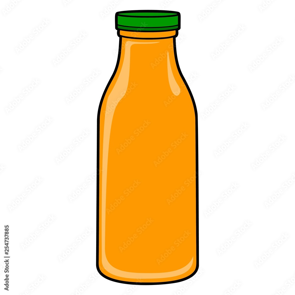 Orange Juice Bottle - A vector cartoon illustration of a Orange Juice  bottle. Stock Vector | Adobe Stock