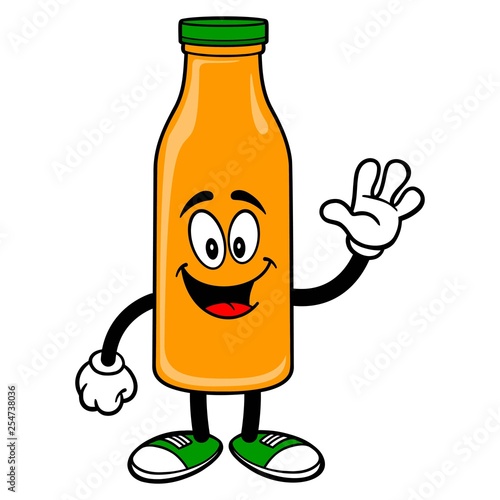 Orange Juice Mascot Waving - A vector cartoon illustration of a Orange Juice Mascot waving.