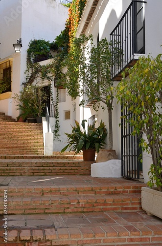 Fototapeta Naklejka Na Ścianę i Meble -  Landscaped street in Benahavis, Andalusia, Spain