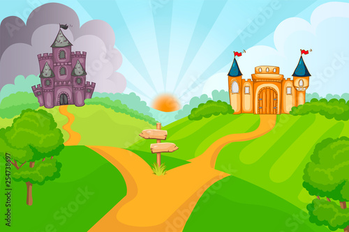 Evil and good fairytale castles