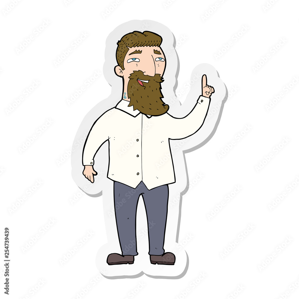 sticker of a cartoon bearded man sticker of a cartoon bearded man