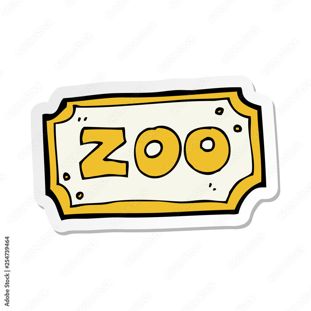 sticker of a cartoon zoo sign