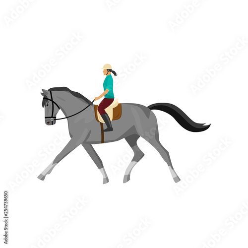 Horseracing woman isolated against white background