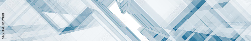 Fototapeta premium Streszczenie niebieski architektura renderowania 3d