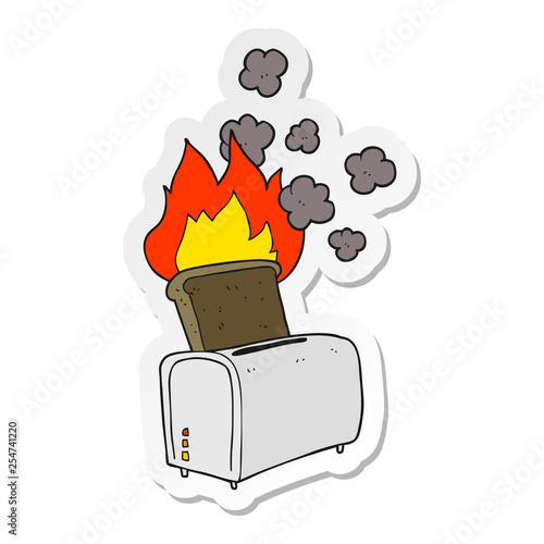sticker of a cartoon burnt toast
