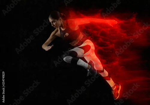 Obraz Sprinter kobieta opuszcza początek