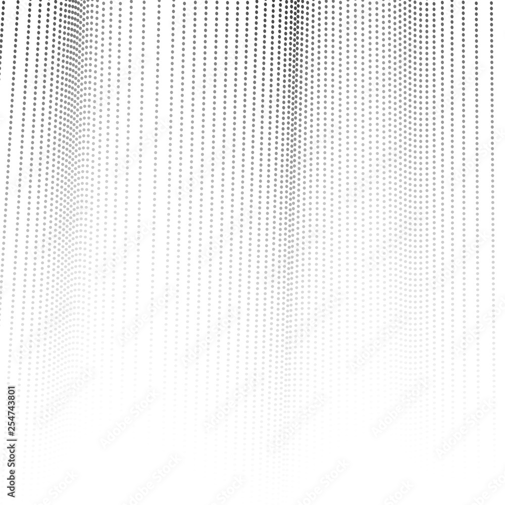 Halftone modern pattern. Gray spots on a white background. Dotted squiggle lines. Monochrome op art design. Vector airy waves. Abstract digital graphic. Tech concept. EPS10 illustration Halftone modern pattern. Gray spots on a white background. Dotted squiggle lines. Monochrome op art design. Vector airy waves. Abstract digital graphic. Tech concept. EPS10 illustration