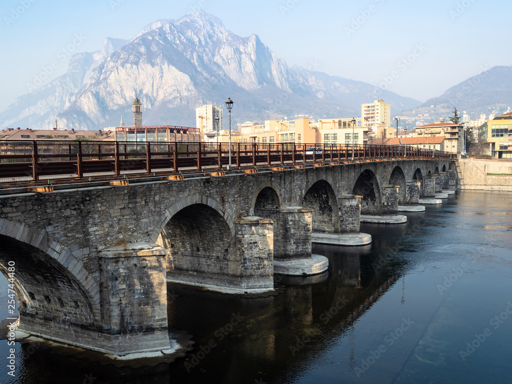 bridge Ponte Azzone Visconti in Lecco city