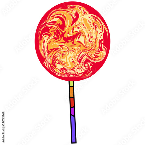 Icon round candy on a stick.