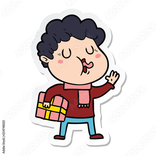 sticker of a cartoon man singing