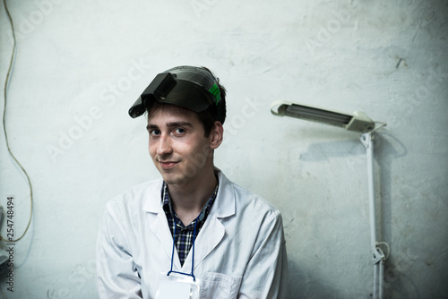 a scientist in a bunker in post-apocalypse photo