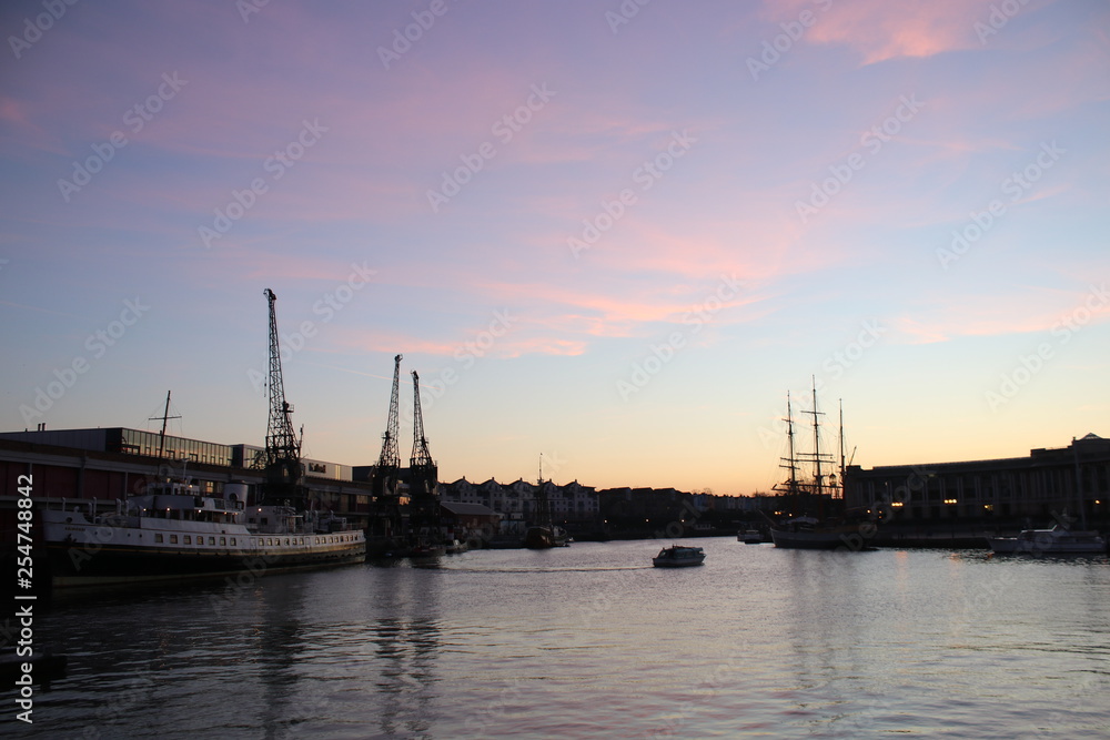 Bristol Port, United Kingdom. Beautiful sky over Bristol's river Avon. Unedited Photo.