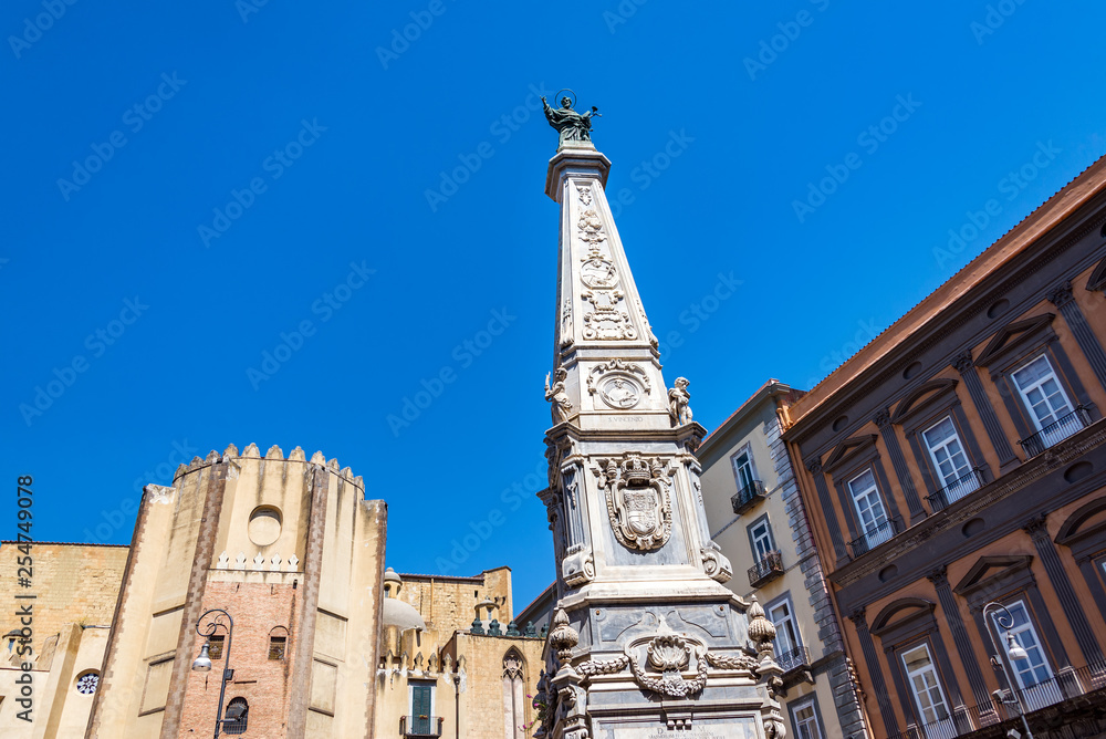 Obelisk in Saint Dominic Plaza in Naples, Italy