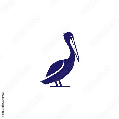 pelican gulf bird coast beach logo vector icon illustration