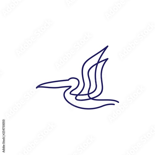Fototapeta pelican gulf bird coast beach logo vector icon illustration
