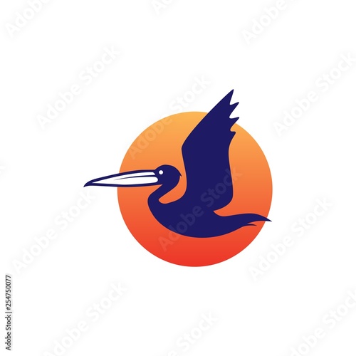 pelican gulf bird coast beach logo vector icon illustration