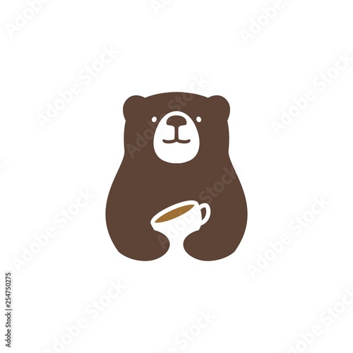 bear coffee logo vector icon illustration