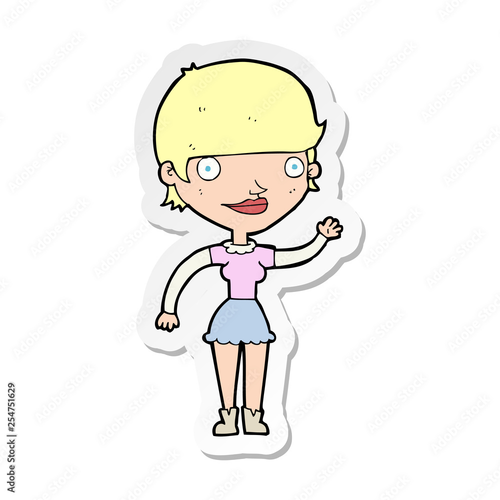 sticker of a cartoon woman with idea sticker of a cartoon woman with idea