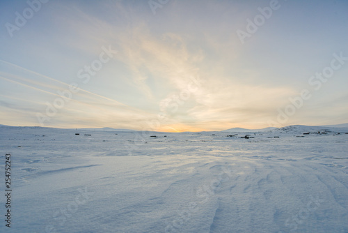 Winter landscape,frozen lake on a clear winter day. © vrej