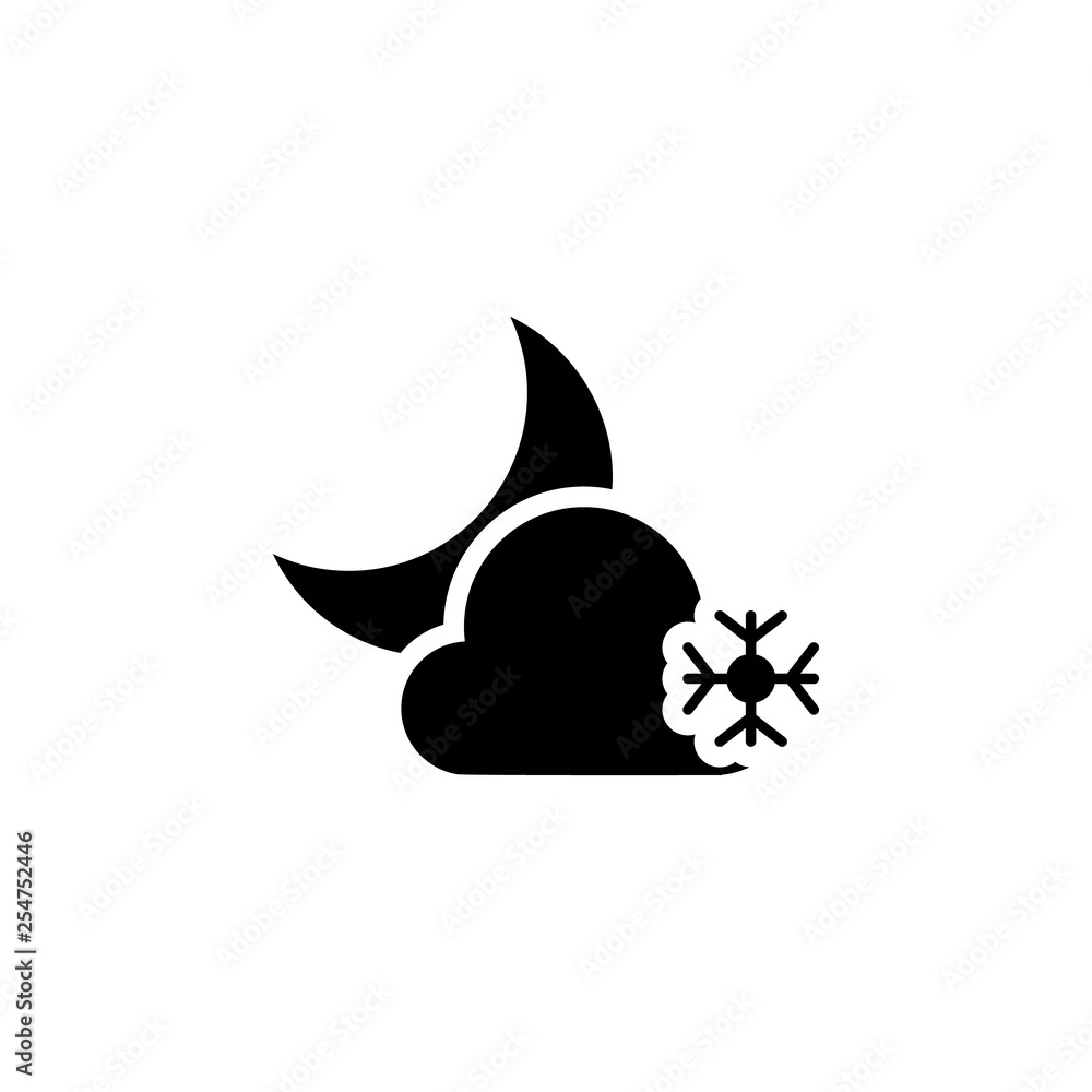 snow cloud and moon icon. Element of weather illustration. Signs and symbols can be used for web, logo, mobile app, UI, UX snow cloud and moon icon. Element of weather illustration. Signs and symbols can be used for web, logo, mobile app, UI, UX