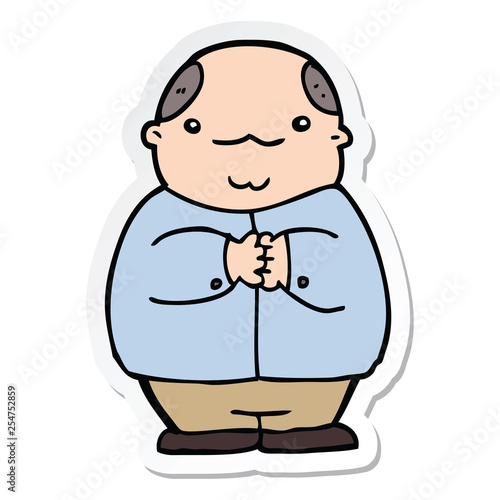 sticker of a cartoon balding man