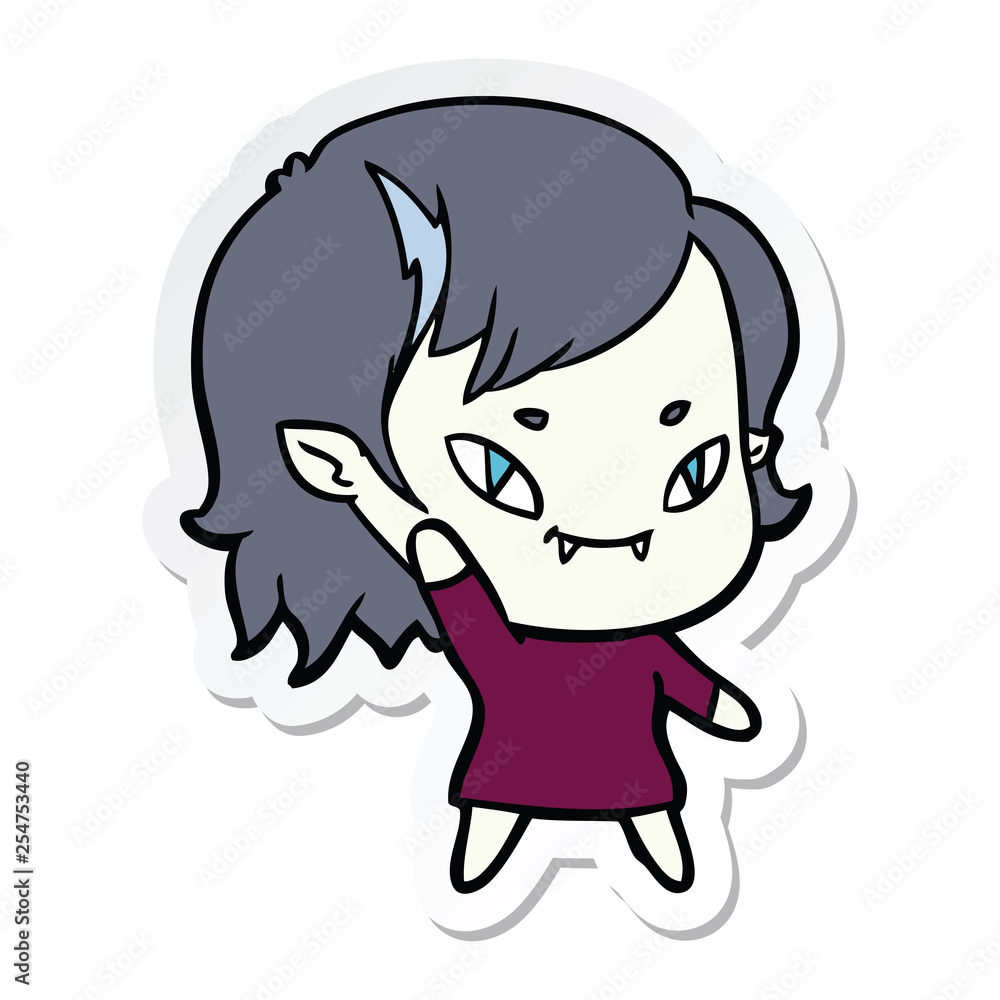 sticker of a cartoon friendly vampire girl sticker of a cartoon friendly vampire girl